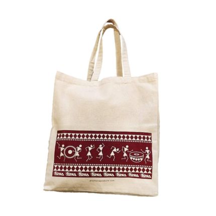 Arka Shopping Bag - Warli Print - 100% Cotton, Reusable, Printed Canvas Bag