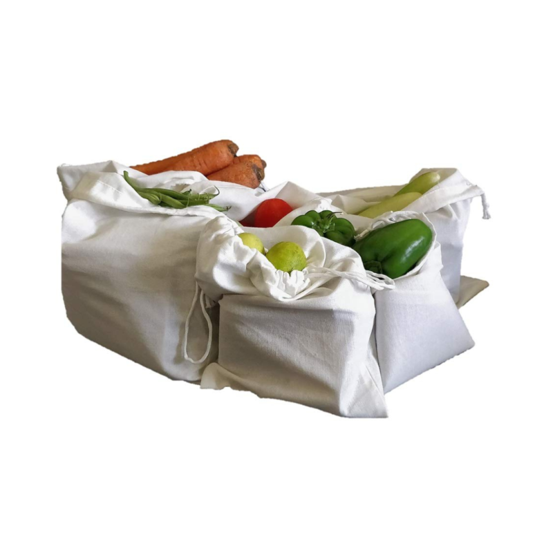 Arka Home Products Combo Pack of Eco-Friendly, Non-Toxic, Washable Cotton Vegetable Storage Bags (Off-White)