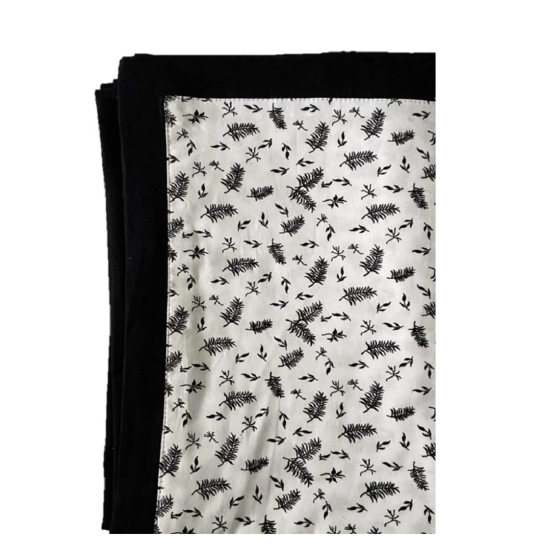 Arka Home Products 100% Pure Cotton Printed Dohar - Comforter Reversible Double-Layered (Single, White Base with Black Leaves)