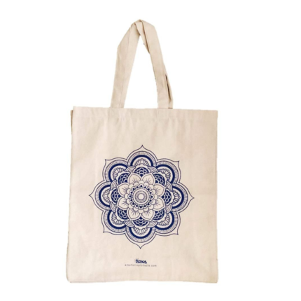 Blue Flower Printed Shopping Bag